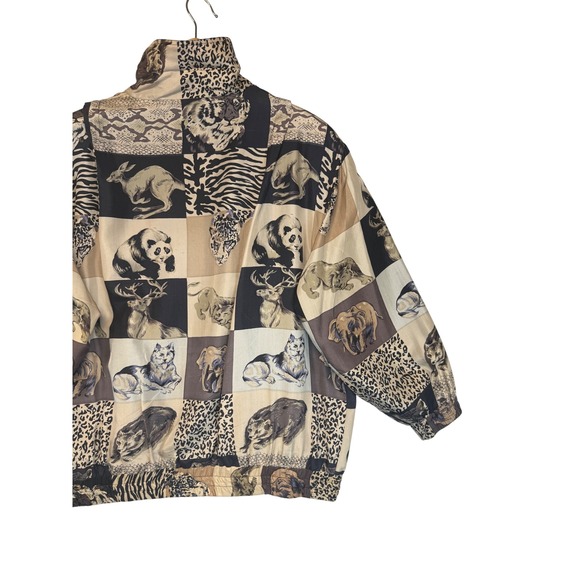 Vintage Fuda International Silk Animal Print Bomber Jacket Unique Lightweight L - Picture 7 of 11